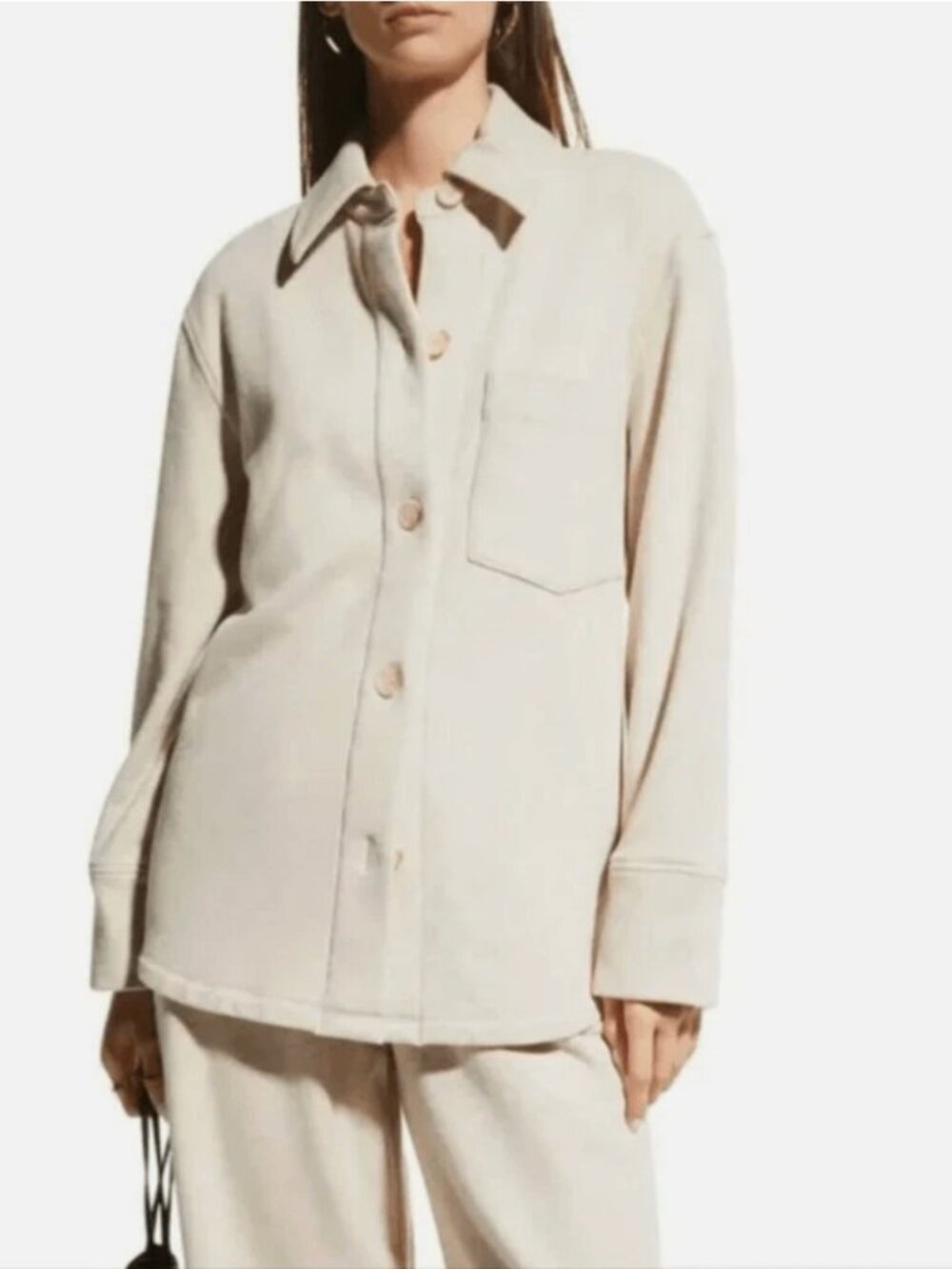 Vince Shirt Jacket Shacket Oversized White Sand Beige